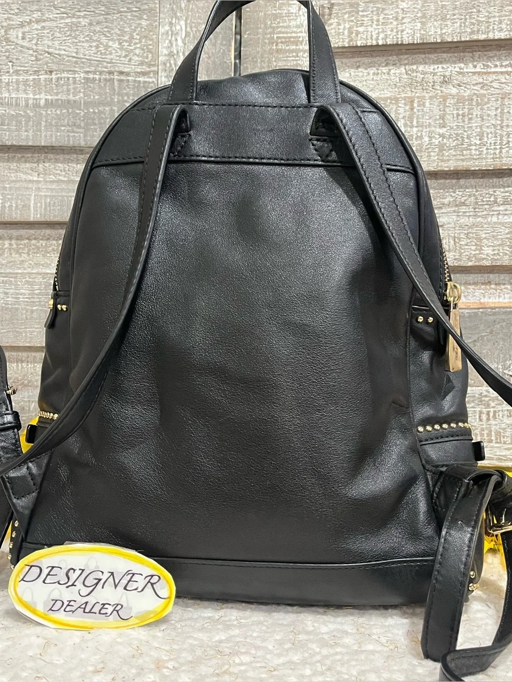 Michael Kors Rhea Rose Studded Black Leather Backpack VGC!